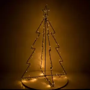 Image of Minisun - Standing Black Wire Christmas Tree Light 130 Warm White Lights 1.2M Xmas Decor Indoor Outdoor Use