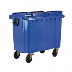 Image of Slingsby Blue Wheeled 1100 Litre Bin With Flat Lid 377394