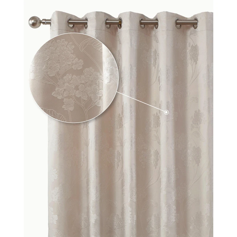 Image of Emma Barclay Blossom - Lined Eyelet Jacquard Curtains - Cream Cream 46x54 Inch