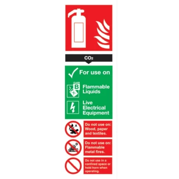Image of Carbon Dioxide Fire Extinguisher Vinyl Sign - 100 X 300MM