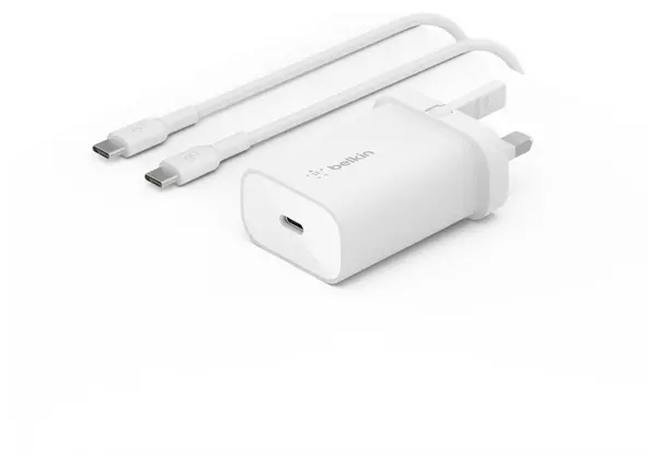 Image of Belkin USB-C PD 3.0 PPS Wall Charger 25W + USB-C Cable WCA004my1MWH-B6