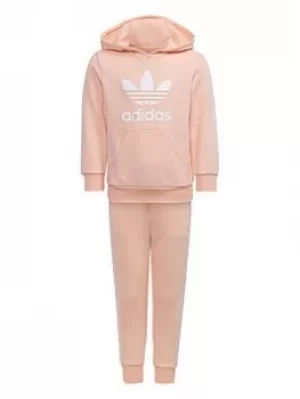 Image of Boys, adidas Originals Kids Unisex Hoody Set, Pink/White, Size 4-5 Years