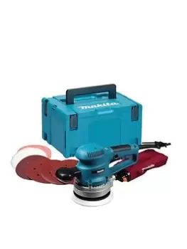 Image of Makita 150Mm Random Orbit Sander With Variable Speed, 52 Piece Assorted Sanding Discs And Pads & Makpac Carry Case