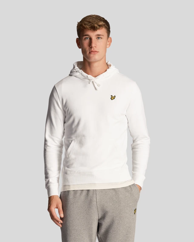 Image of Lyle & Scott Mens Loopback Cotton Hoodie in White