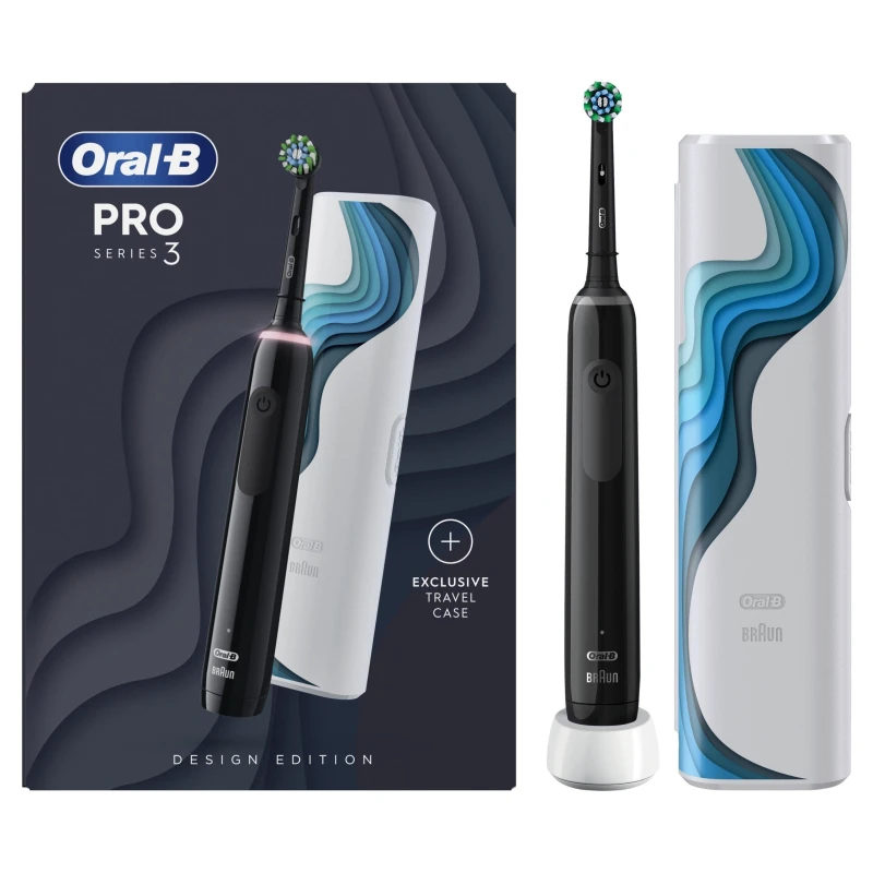 Image of Oral B Oral-B Pro 3 3500 Black (+Riso Travel Case), Black ORAPRO3500BKRS