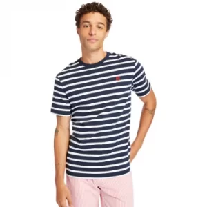 Image of Timberland Zealand River Striped T-Shirt For Men In Navy, Size S