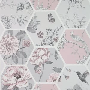 Image of Arthouse Chinoise Decoupage Pink Wallpaper