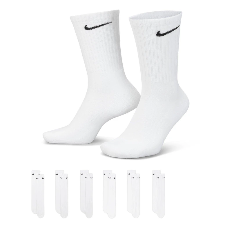 Image of Nike 6-Pack Everyday Cushioned Training Crew Socks White/Black male 5-8 (M)