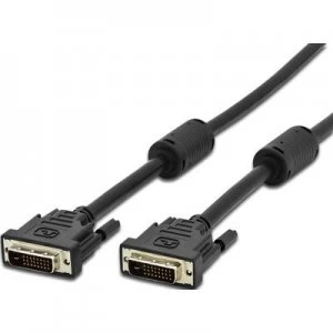 Image of Digitus DVI Cable 3m screwable, incl. ferrite core Black [1x DVI plug 25-pin - 1x DVI plug 25-pin]