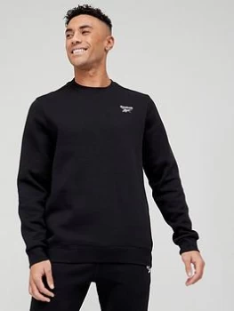 Image of Reebok Identity Left Chest Logo Crew Sweat Top - Black, Size S, Men