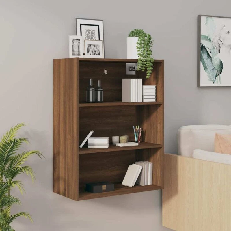 Image of Vidaxl Hanging Wall Cabinet Brown Oak 69.5X32.5X90 Cm, Brown 817401