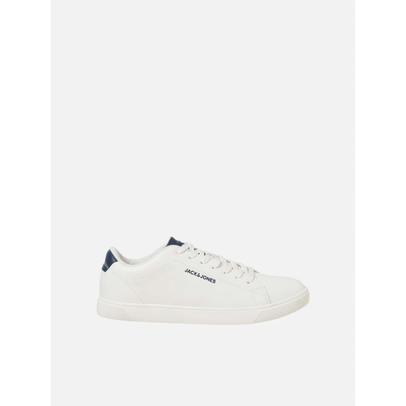 Image of Jack and Jones Mens Bosley PU Casual Low-Top Trainers White/Navy male 7 (41)