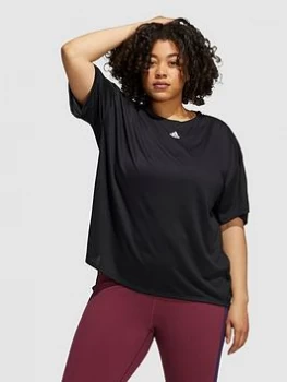 Image of Adidas Training Heat.ready 3 Stripes Tee - Plus Size, Black, Size 3X, Women