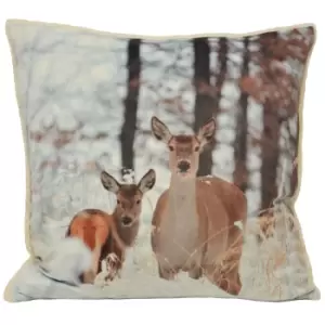 Image of Riva Home Mother And Fawn Cushion Cover (50x50cm) (Cream)