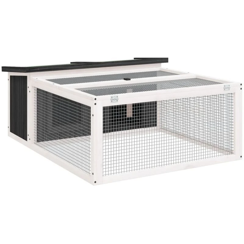 Image of VIDAXL Vidaxl - Rabbit Hutch Grey 117.5x97x47.5cm Solid Wood Pine 8720845798611