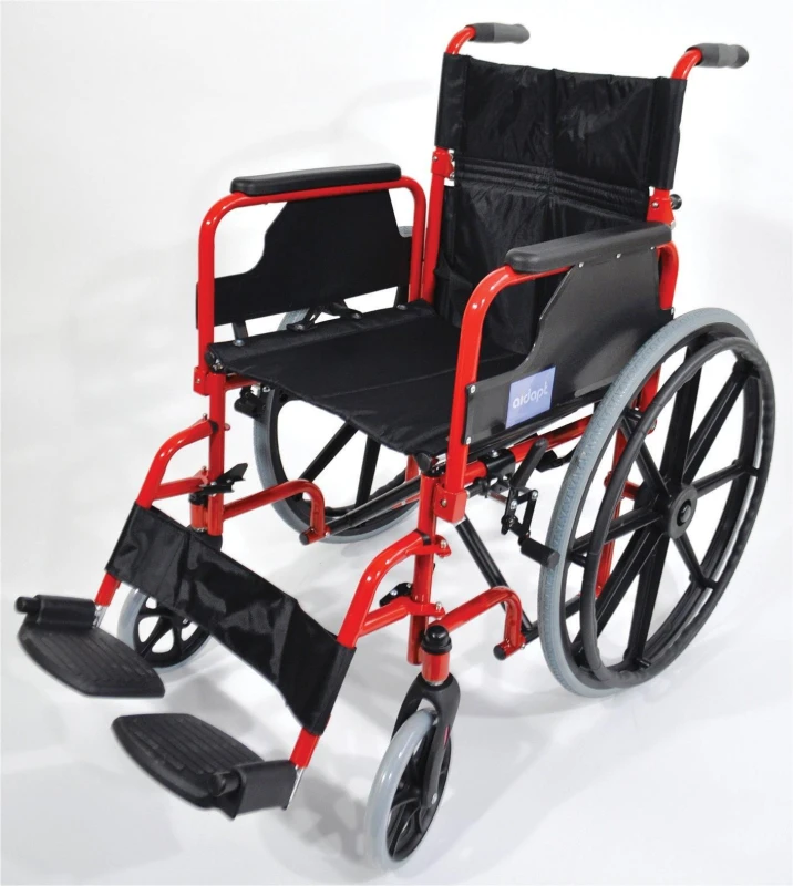 Image of Aidapt Deluxe Self Propelled Steel Wheelchair Red Red