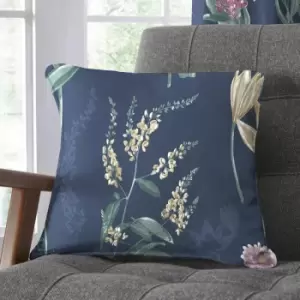 Image of Dreams & Drapes Caberne Heritage Floral Print 100% Cotton Filled Cushion, Navy, 43 x 43 Cm