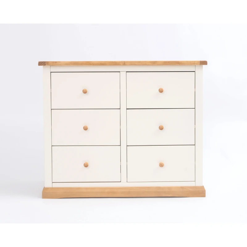 Image of Cabinet Bits Trevi 6 Drawer Chest of Drawers Wood Knob in Off-White Off-White Unisex