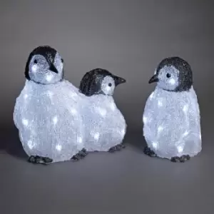 Image of Konstsmide 6270-203 Acrylic figurine EEC: F (A - G) Penguin 3 Piece set Cool white LED (monochrome) White