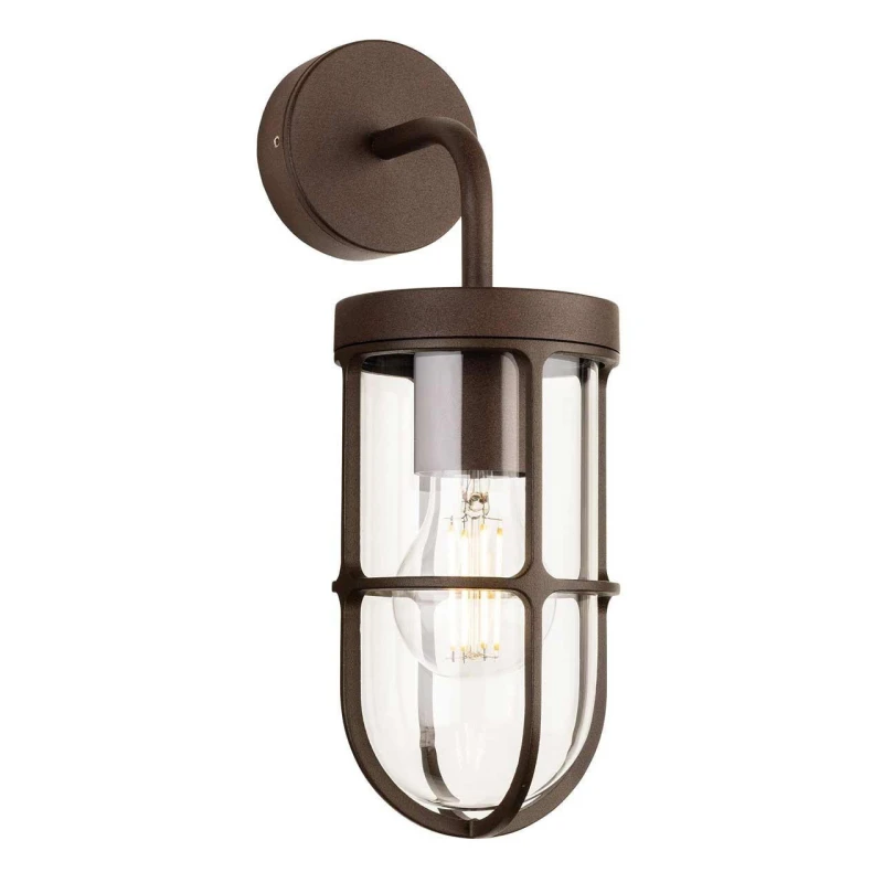 Image of Firstlight Bowen Outdoor Wall Lantern Wall Light Clear in Rustic Brown