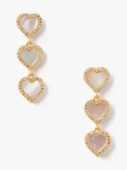 Image of Kate Spade Take Heart Linear Earrings, Clear/Gold, One Size