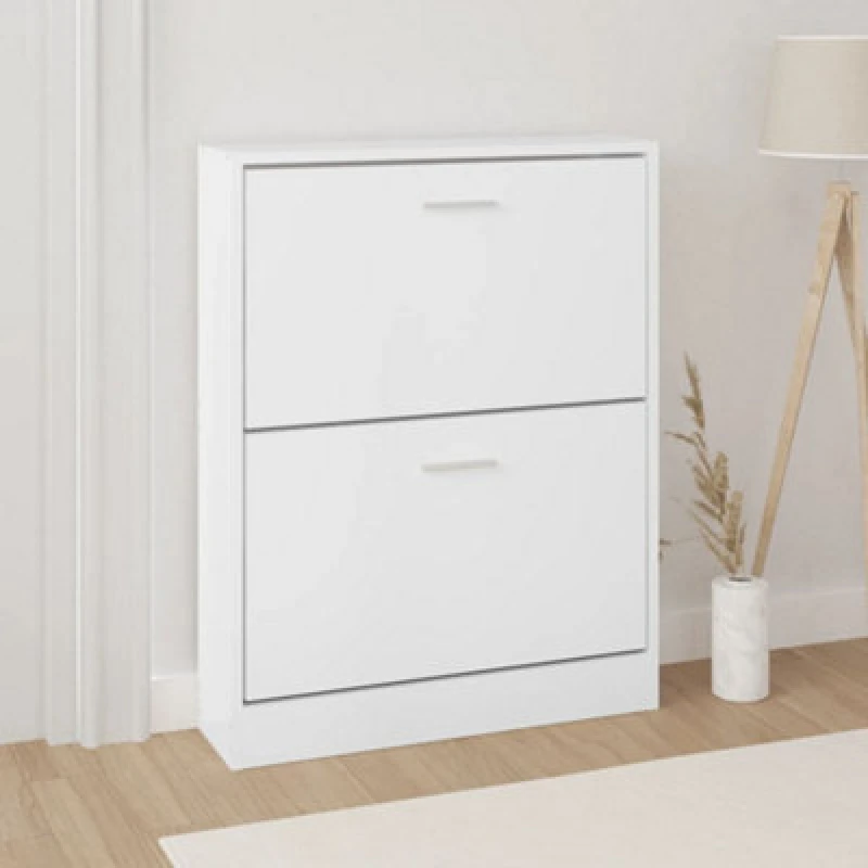 Image of Vidaxl Shoe Cabinet White 59X17X81cm Engineered Wood
