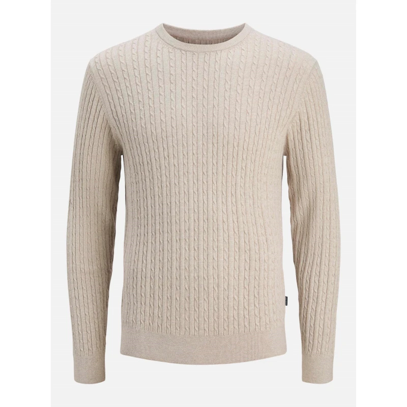 Image of Jack and Jones Emil Cable Knit Jumper Mens Oatmeal male M