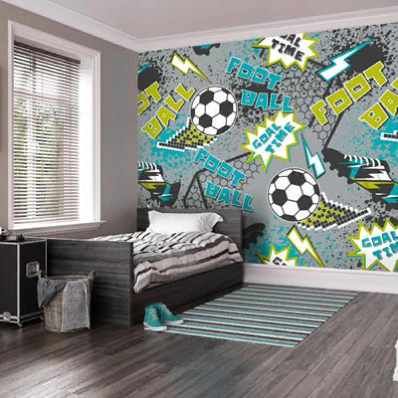 Image of Origin Murals Graphic Pixel Footballs Grey Paste The Wall Mural 350Cm Wide X 280M High