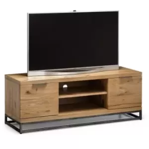 Image of Tv Media Entertainment Unit Dark Solid Oak Metal Frame - Inez