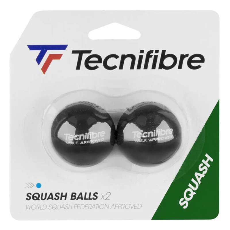 Image of Tecnifibre Squash Balls Blue Dot - Pack of 2 Black
