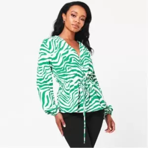 Image of Biba Zebra Button Blouse - Green