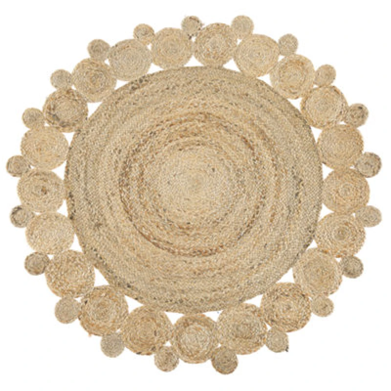 Image of Beliani Round Jute Area Rug 120 Cm Beige Golgen