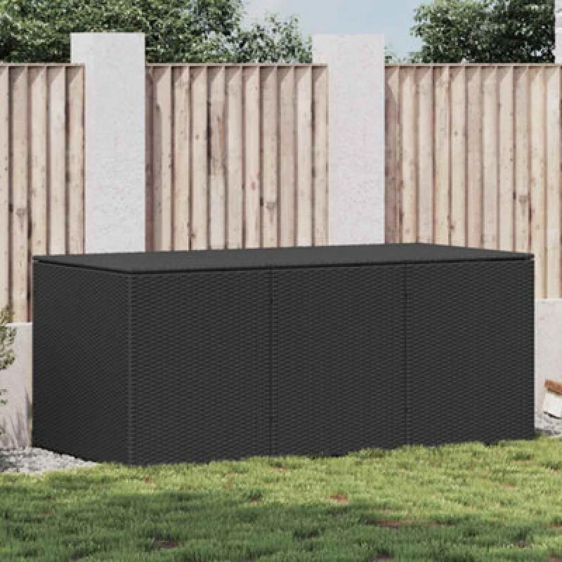 Image of Vidaxl Garden Storage Box Poly Rattan 180X90X70 Cm Black