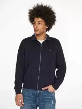 Image of Tommy Hilfiger Global Stripe Zip Through Knit - Desert Sky , Desert Sky Navy, Size S, Men