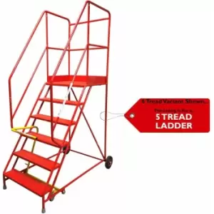 Image of 5 Tread heavy duty Mobile Warehouse Stairs -Punched Steps- 2.13m Safety Ladder
