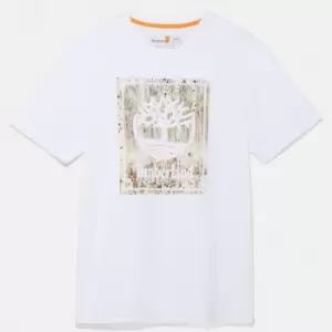 Image of Timberland Winter Graphic T-Shirt For Men In White, Size L