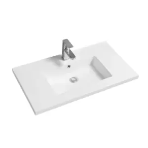 Image of Limoge Mid-edge Ceramic 81Cm Inset Basin With Rectangular Bowl