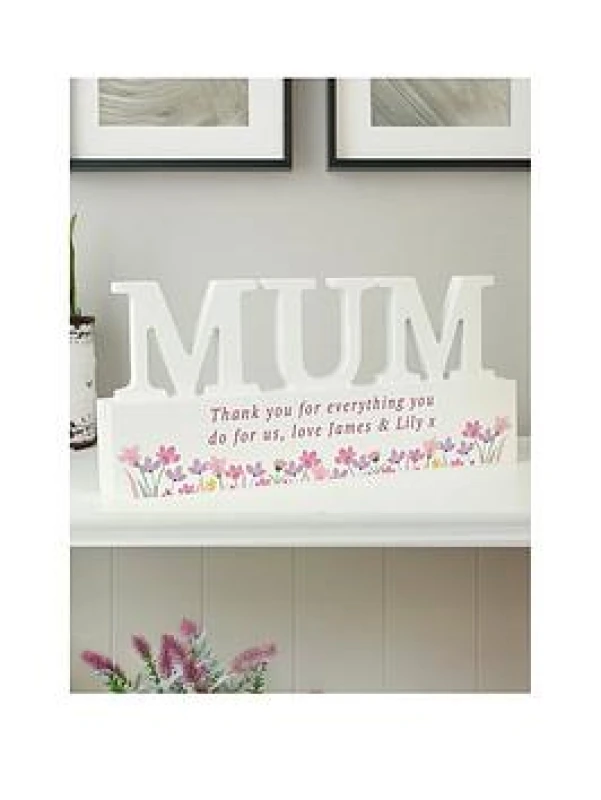 Image of Personalised Memento Company Personalised Message Wild Flower Wooden MUM Ornament