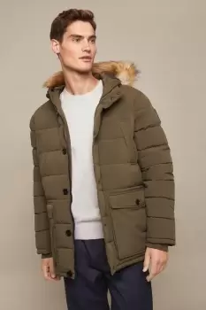 Image of Faux Fur Hooded Puffer Jacket