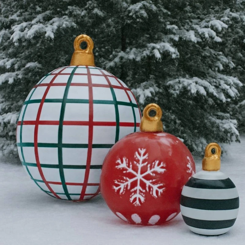 Image of Lighting Collection Outdoor Inflatable Christmas Baubles - 3pc Set in Red Red Unisex