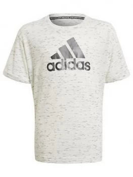 Image of adidas Girls Junior Badge Of Sport T-Shirt - White/Black, Size 7-8 Years, Women