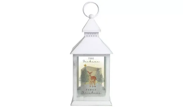 Image of Personalised Memento Company Personalised Message White LED Christmas Deer Lantern