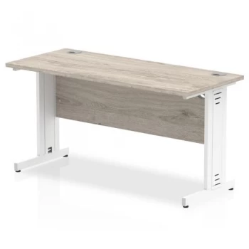Image of Trexus Slim Rectangular Desk White Cable Managed Leg 1400x600mm Grey