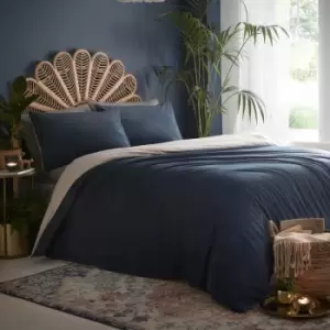 Image of Appletree Loft Tate Soft Velvet Duvet Cover Set, Ink Blue, King
