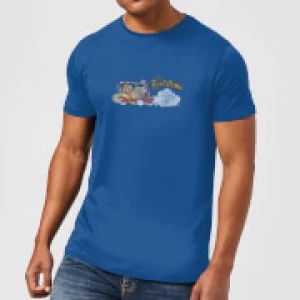 Image of The Flintstones Family Car Distressed Mens T-Shirt - Royal Blue - M