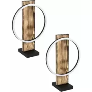 Image of 2 PACK Table Lamp Colour Black Brown Rustic Shade White Plastic Bulb LED 1x12W