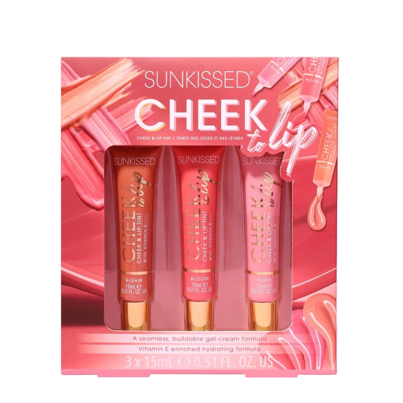 Image of Sunkissed Cheek To Lip Gift Set - 15ml Cheek & Lip Tint Gleam + 15ml Cheek & Lip Tint Bloom + 15ml Cheek & Lip Flush