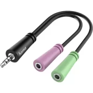 Image of Hama 00200352 Jack Audio/phono Cable [1x Jack plug 3.5mm - 2x Jack socket 3.5 mm] 0.15 m Black