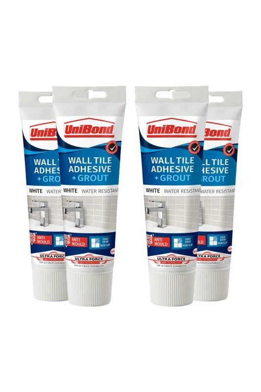 Image of Unibond Anti Mould 2 In 1 Wall Tile Adhesive&grout For Easy Tiling 300G, 4 Pack