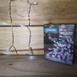 Image of 50 LED 5m Premier Battery 8 Function Outdoor Smart Timer Lights Clear Wire White